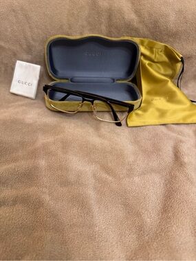 Gucci Black and Gold Semi-Rimless Glasses